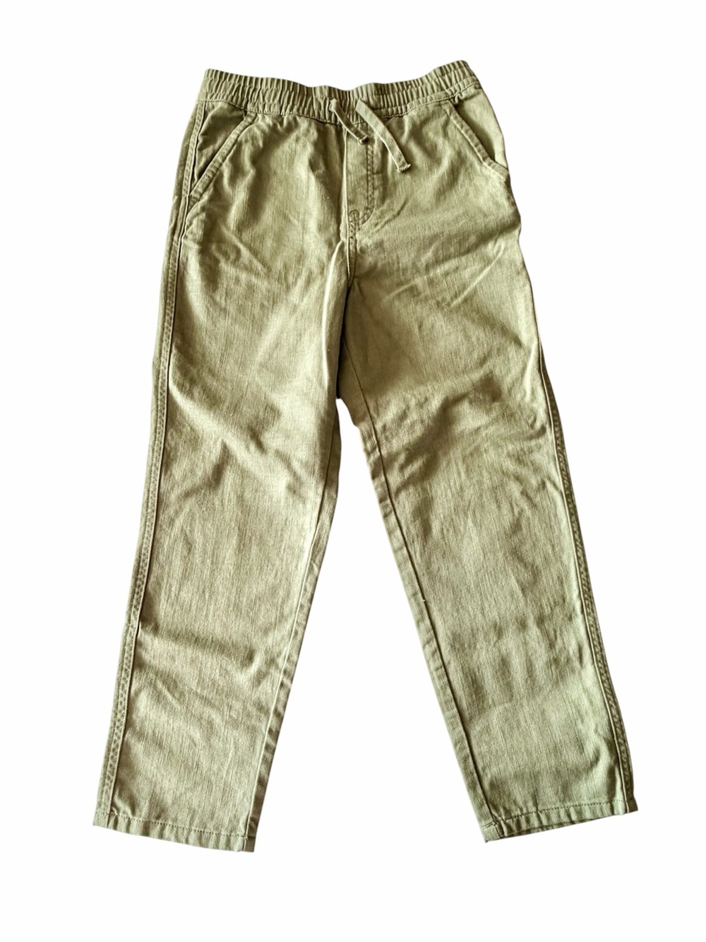 H&M Tapered Fit Drawtring Khaki Cotton Twill Trousers Size 7Y